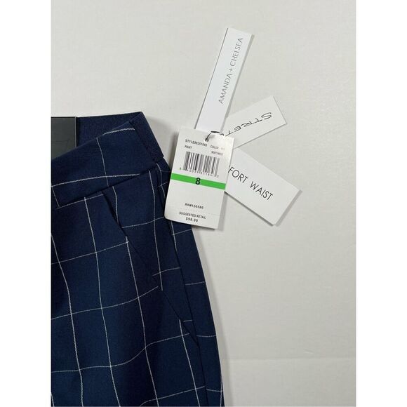 NEW Amanda & Chelsea Hannah Windowpane Modern Fit Straight SplitHem Pant Size 8 - Picture 3 of 9